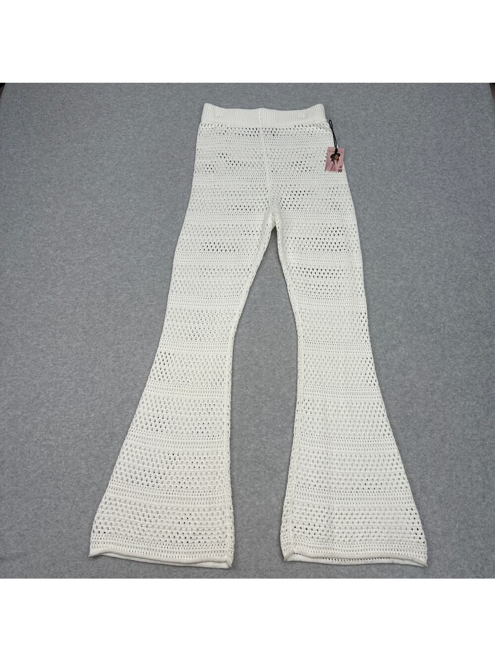 Sincerely Jules Pants Flare Lounge WMNS M Cream Boho Minimalist Cozy Knitwear